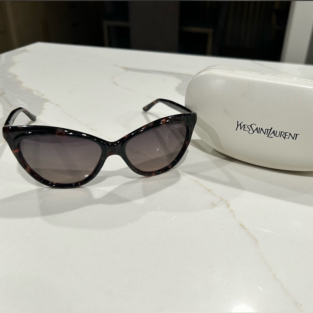 Yves Saint Laurent Tortoise Cat Eye Sunglasses with Case